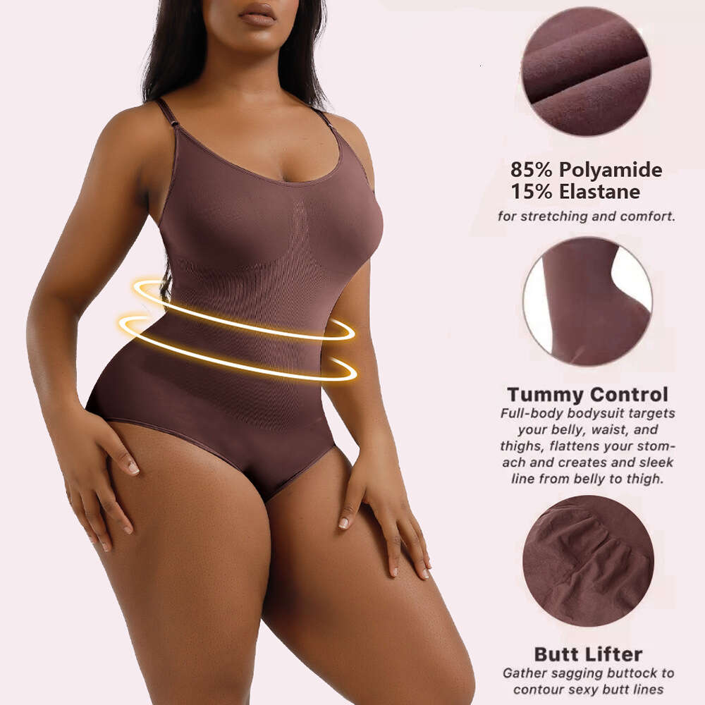 Enger sitzender schöner Körper, trägerloser Bund, T-förmiger Overall, nahtloser Körperformanzug von Frauen, verstärkte Version F41822