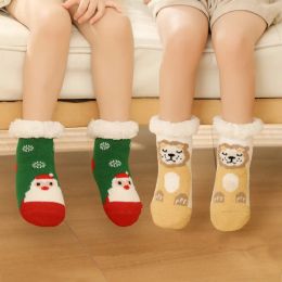 Medias Calcetines para niños para recién nacidos niñas niños antislip infancia más gruesos calientes calientes de invierno lindos calcetines navideños para niños 06y