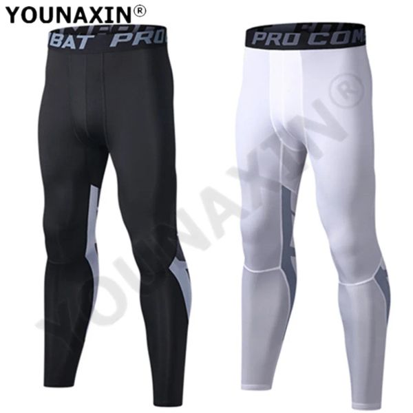 Collants Hommes Pantalon Noir Couche De Base Serré Course À Pied Gym Yoga Blanc Sport Leggings Fitness Élastique Cyclisme En Plein Air Randonnée Pantalon À Séchage Rapide