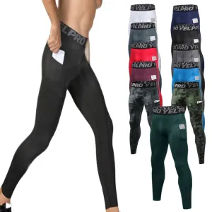 Collants Hommes Courir Sport Pantalon Avec Poche Yoga Fitness Entraînement Entraînement Exercice Élasticité Serrée Camo Compression Leggings Séchage Rapide