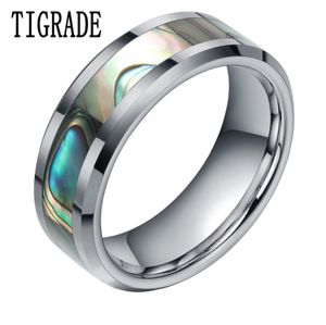 Tigrade 68 mm groene abalone inleg wolfraam carbide ring voor man gepolijste afwerking heren trouwband verloving mode sieraden y11247260092