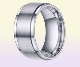 Tigrade de 68 mm de color plateado Tungsten Carbide Ring Men Black Cepillado Anillos de compromiso de boda masculino para mujeres Bague90444108