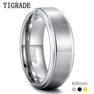 Tigrade 68 mm Tungsten CARBUDE RING Men Silverblackgold Color Brossed Wedding Band Malons de fiançailles masculines pour les femmes Bague 240322