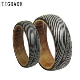 Tigrade 6mm8mm carbure de tungstène baril de vin anneau de Grain de bois pour hommes femmes fiançailles bandes de mariage amoureux Couple anneaux 240112