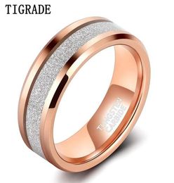 Tigrade 8 mm hommes femmes tungstène anneaux de mariage rose or argent couleur mate groupe luxe confort ajustement taille 7139894065