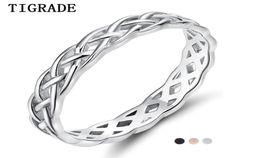 Tigrade 925 Sterling Silver Ring Femmes Celtic Knot Eternity Wedding Band High Polish Classic Classic Empilable Simple Rings5429592