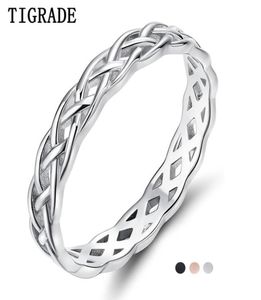 Tigrade 925 Sterling Silver Ring Femmes Celtic Knot Eternity Wedding Band High Polish Classic Classic Empilable Simple Anneaux1569531