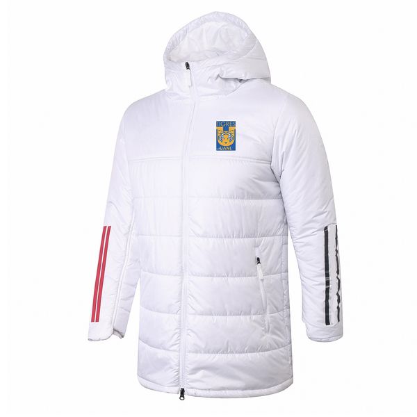 Tigres UANL Parkas d'hiver pour hommes manteau à capuche pré-match manteau d'hiver en coton fermeture éclair complète loisirs sport sweat-shirt chaud en plein air
