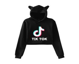 Tik tok bluza kpop primavera otoño sudaderas con capucha mujeres Kawaii sudaderas pulóveres lindo Casual manga completa sólido bluzy2999056