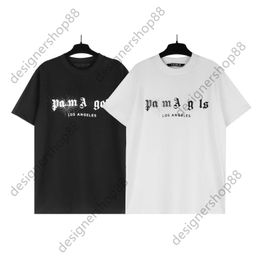 T-shirt d'été à col rond en pur coton orné de lettres peintes à la bombe pour hommes et femmes, influenceur Tik Tok, même marque de créateur, coupe ample, manches courtes