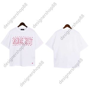 Tik Tok Influencer Même marque de créateur Pur coton américain à pois à manches courtes pour hommes High Gram Heavy Letter Noir Blanc Lâche T-shirt à manches courtes Top