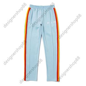 Tik Tok -beïnvloeder hetzelfde designermerk Pure Cotton American Style Sport Pa Rainbow Striped Pants Mens en Womens High Street Fog been ritssluiting Casual broek