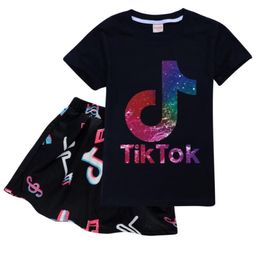 Tik Tok nouvel ensemble pour grand garçon fille survêtement vêtements automne hiver Tiktok enfant à capuche imprimé Sweatshirtdress2PC Sport Suit 12 couleurs5246092