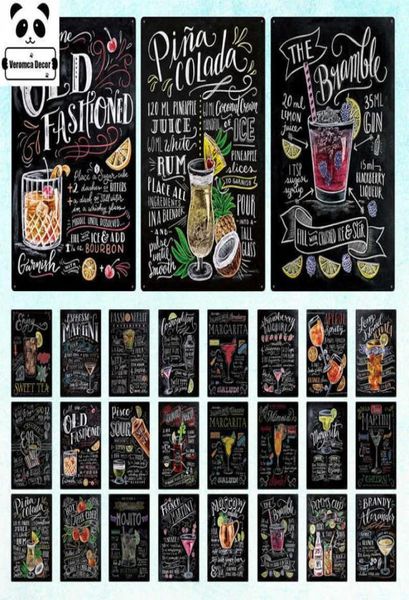 Tiki Bar Decor Open Summer Bière rétro Métal Signes en étain Mojito Martini Cocktail Plaque Pub Pub Bar Art Stickers Mur Decor Q07233517066