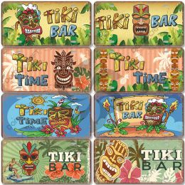 Tiki Bar Poster Vintage Metal Tin Signs Tiki Taza Hawaii Isla Pascua Retro Metal Decoración de la pared Cóctel Club Man Cave