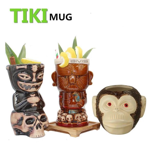 Tasse Tiki Tiki gobelets en céramique tasses de fête hawaïenne lunettes 240113