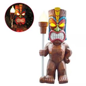 Tiki LED à énergie solaire décor jardin lumière Maya Totem Figurine ornements artisanat Hawaii Totem Sculpture pour décor de jardin 240113