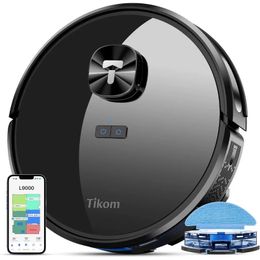 Tikom L9000 Robot Vacuum and Mop Combo LiDAR Navigation 4000Pa Robotic Cleaner Up to 150Mins Smart Mapping 240418