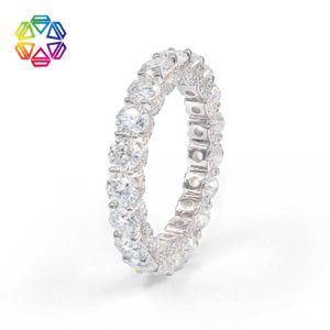 Tiktok Classic Moisanite Row Ring Girl 4.0mm Round S925 Bijoux de mode platine plaquée en argent BV3J