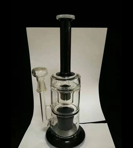 tiktok mode ouragan perc bong en verre double fonction bongs en verre deux couches narguilés noir et blanc 14.4mm mâle fumer pipe à eau