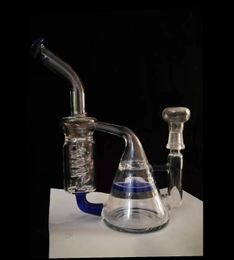 Tiktok Hotwater Pipes Dubbele Recycler Honeycom to Turbine Turble Glas Hookahs Spiraal Ijsvanger Olierouts 8 "Inch Tall Bubbler Beker Bong