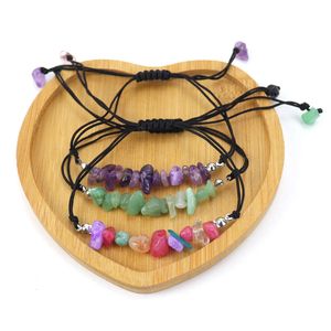 Tiktok Live Bracelet en agate d'améthyste en pierre concassée en cristal naturel tissé à la main avec bracelets réglables et ensemble de bracelets pour femmes