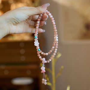 Tiktok – Bracelet en pierre de soleil naturelle pour femme, pendentif ours en Agate, chaîne de main avancée, cristal de clair de lune Orange