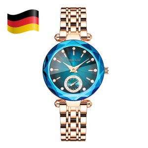 Tiktok Nouvelle montre de mode pour femmes avec bracelet en acier Ocean Star en verre dégradé multi-angles et diamant