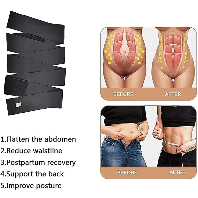 Tiktok Bandage rapide Bandage enveloppe Lumbar Soutien pour les femmes Slimming Wrap Belt Invisible Wrap Trainer 3 Taille 3/4 / 5M