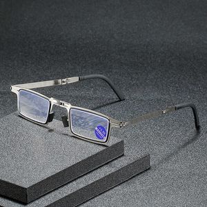 Tiktok Same Anti lumière bleue lunettes de presbytie pliantes pour hommes et femmes portables Ultra métal acier inoxydable