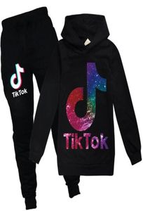 Tiktok Trainingspak voor tienerjongen meisje Sportset Mode Kid Sweatshirt met capuchon Top Sportbroek 2PC Outfit Kinderpak Kleding255B9909744