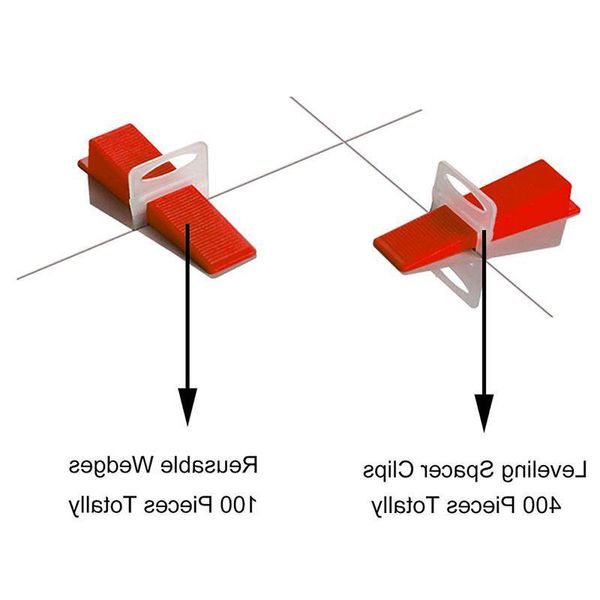 Système de nivellement de carreaux de livraison gratuite, entretoises de nivellement de carreaux de bricolage, 400 pièces de clips d'espacement de nivellement et 100 pièces de cales réutilisables Lbmar