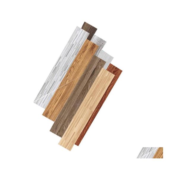 Carreaux autocollants épaississent le style moderne de style moderne grain de bois PVC imperméable auto-adhésif cuisine de chevet décoration intérieure 152x914 mm