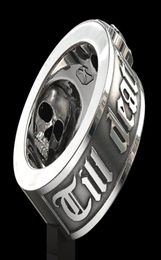 Jusqu'à la mort nous fait part039 Hip Hop Men039s Mode Acier inoxydable Noir Diamant Crâne Bague Punk Gothique Fiançailles Jewelr3735077