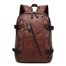 Tilorraine Vintage Men Backpack Fashion Style Pu Leather École Sacs Sac d'ordinateur Pocket Notebook Backpacks de voyage 240329