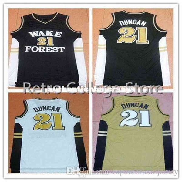 #tim Duncan Wake Forest College Retro Top Basketball Jerseys Mens Double Centred Quality XS-6XL
