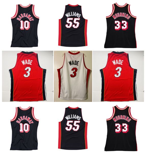 Tim Hardaway Dwyane 3 Wade Camiseta de baloncesto Alonzo Mourning Jason Williams Mitchell y Ness Throwback Negro Rojo Blanco Talla S-XXL