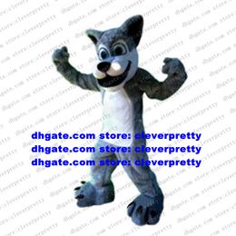 Disfraz de mascota de perro Husky lobo gris de madera traje de personaje de dibujos animados para adultos traje de apertura y cierre hilarante divertido zx1525