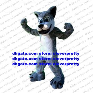 Bois gris loup Husky chien mascotte Costume adulte personnage de dessin animé tenue Costume ouverture et fermeture hilarant drôle zx1525