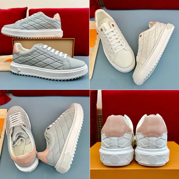 Time Out Sneakers 1ACJ2 famoso diseñador para mujer zapatillas de deporte piel de cordero flexible tono dorado ojales grabados Suela de goma con banda de rodadura elevada zapatos para hombre