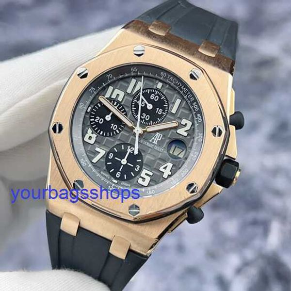 Reloj de pulsera Timeless AP Royal Oak Offshore Series 25940OK Reloj mecánico automático para hombre Material de oro rosa de 18 quilates con anillo trasero modificado