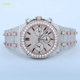 Tijdloze glamour Prachtig horloge met moissanite diamanten ingelegd roestvrij staal Boeiende schittering en duurzame stijl