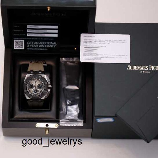 Timeless Hot AP Watch Royal Oak 26420SO Cronógrafo Elefante Gris Reloj para hombre Anillo de cerámica de acero Maquinaria automática Relojes de lujo suizos Diámetro completo 43 mm