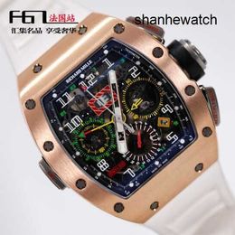 Tijdloze horloges Fancy Watch RM Watch RM11-02 18k Rose Gold Kalender Tijd Maand Dubbele Tijdzone Beroemde Luxe Single RM1102