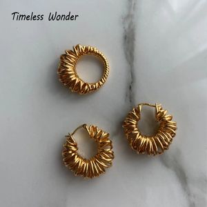 Timeless Wonder Brass Swirl Geo Statement Hoop Boucles d'oreilles Femmes Bijoux Goth Top Party Designer Ins Emo Egirl Runway Gift Mix 6443 240306