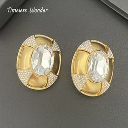 Timeless Wonder Fancy Zirconia XL Geo Clip sur boucles d'oreilles pour femmes Designer Bijoux Marque de luxe Runway Cadeau Top surdimensionné 3322 240130