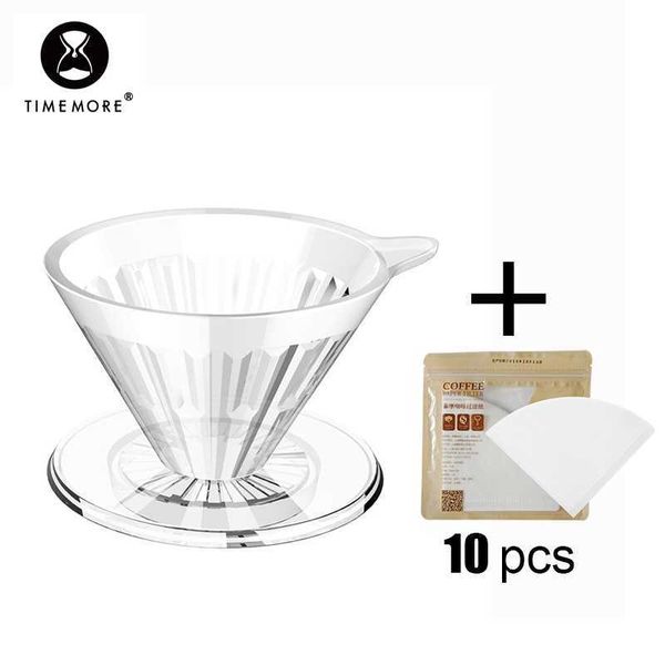 TIMEMORE Store V60 filtres à café réutilisables Portable tasse Pc à la main envoyer 10 pièces de papier filtre pour Trave cuisine bureau maison 210607