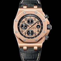 Uurwerkhorloge Tourbillon-horloge AP-polshorloge Royal Oak Offshore 18K roségoud Automatisch mechanisch herenhorloge 26470OR Tweedehands luxe horloge 26470OR OO A0