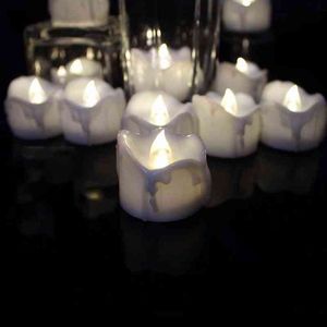 Timer LED-kaarsen 12 stuks, warme witte flikkerende batterij geëxploiteerde theelichtjes, vlamloze halloween nep plastic kaarsen met timer H1222