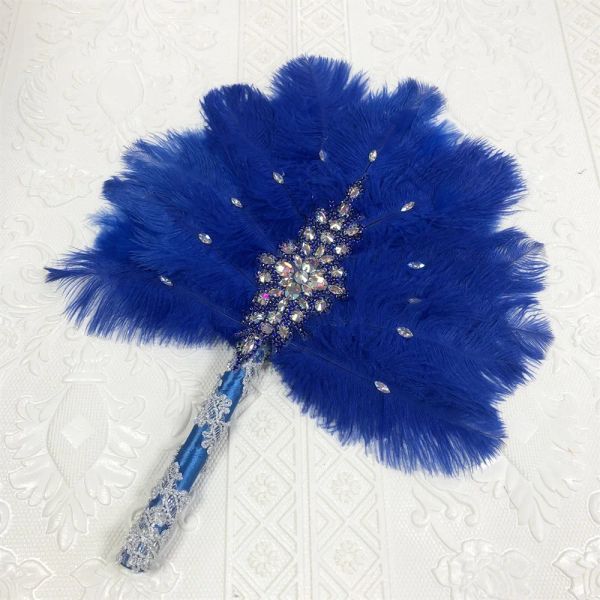 Timers Abanico de plumas de pavo africano de un solo lado, 1 Uds., para baile, Eventaille Mariage, decoración de boda, abanico de mano, abanico de plumas nigerianas